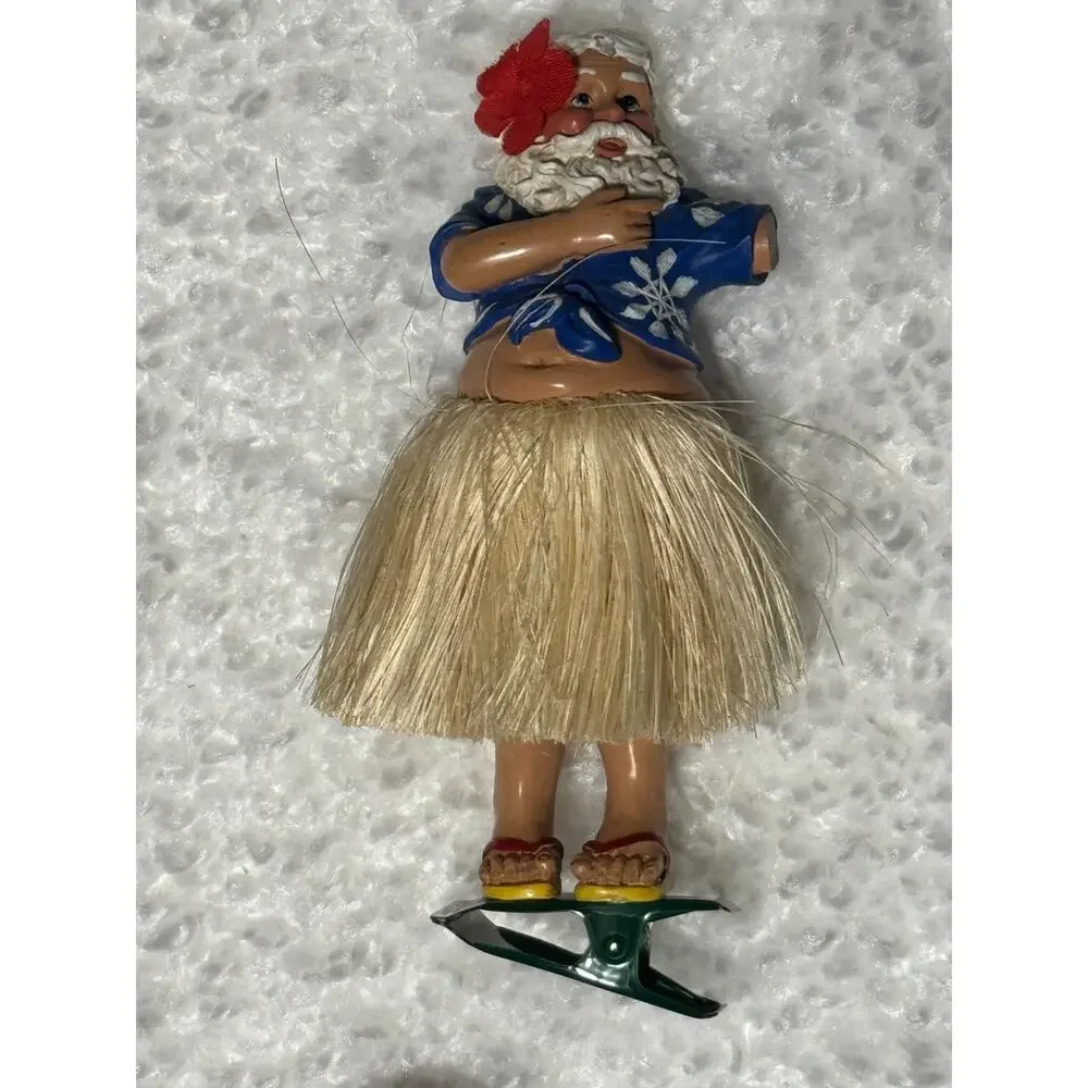 15 Santa Christmas Ornaments Crochet Macrame Bells, Clips, Vintage Handmade